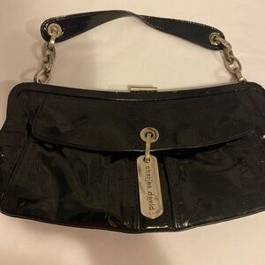 Charles David Black Small Patent Leather Shoulder Bag